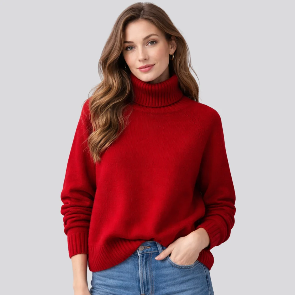Cashmere Blend Oversized Turtleneck Sweater